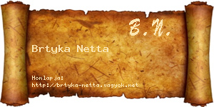 Brtyka Netta névjegykártya